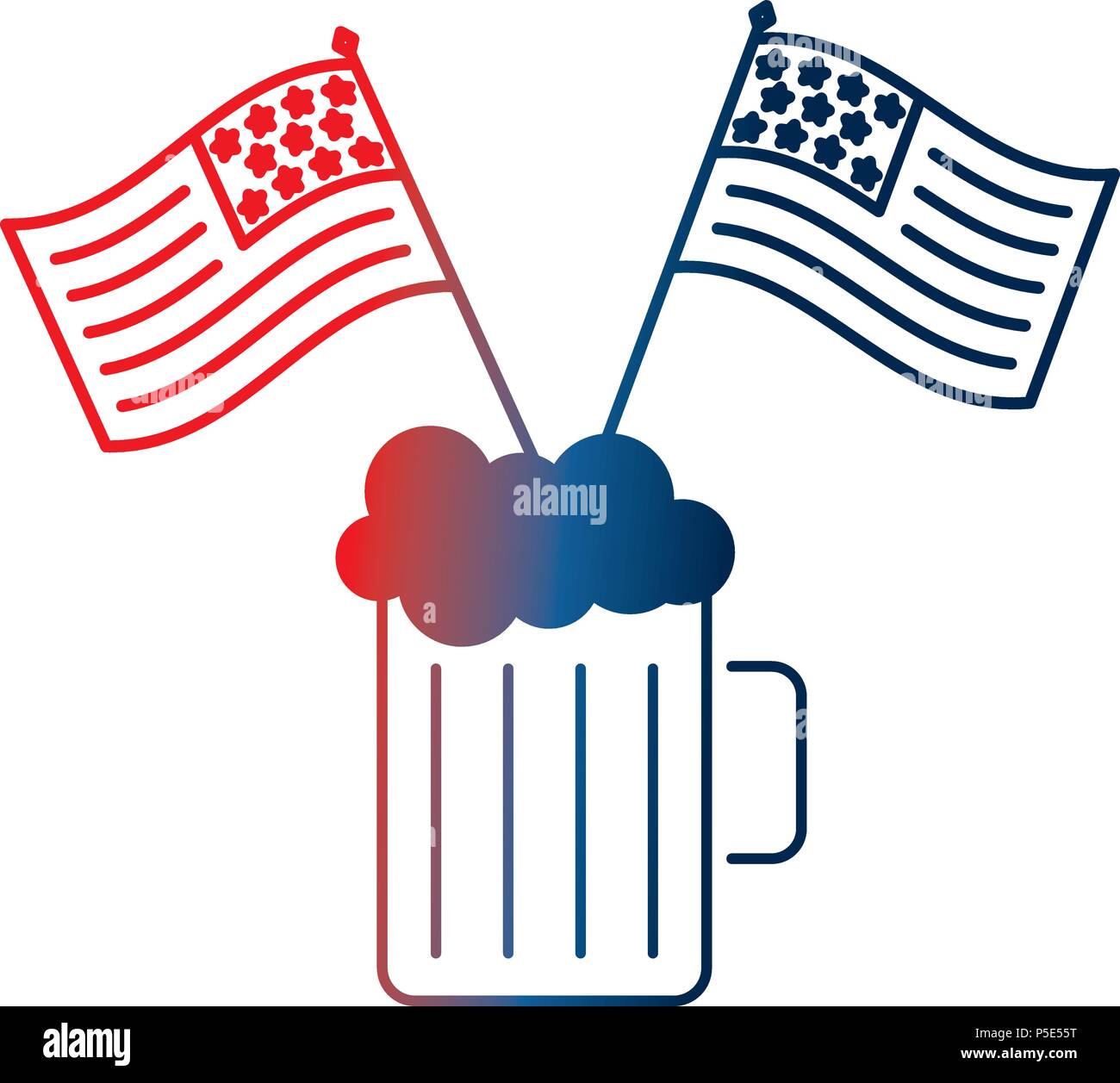 cold beer drink and american flags celebration vector illustration ...