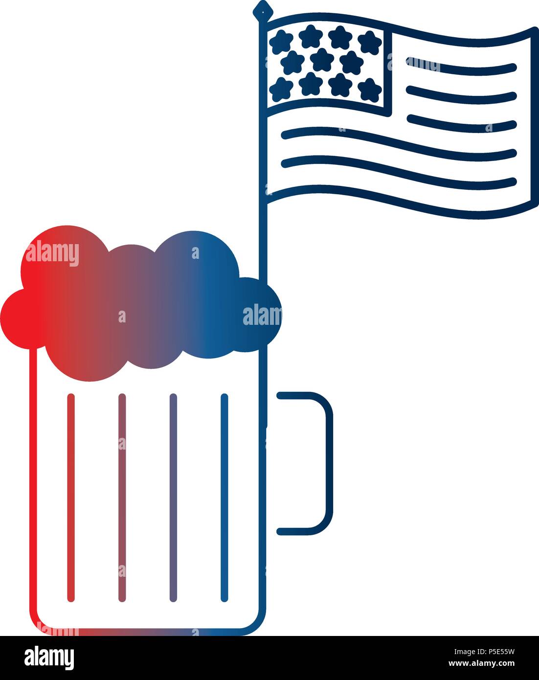 beer glass foam drink and american flag vector illustration gradient ...