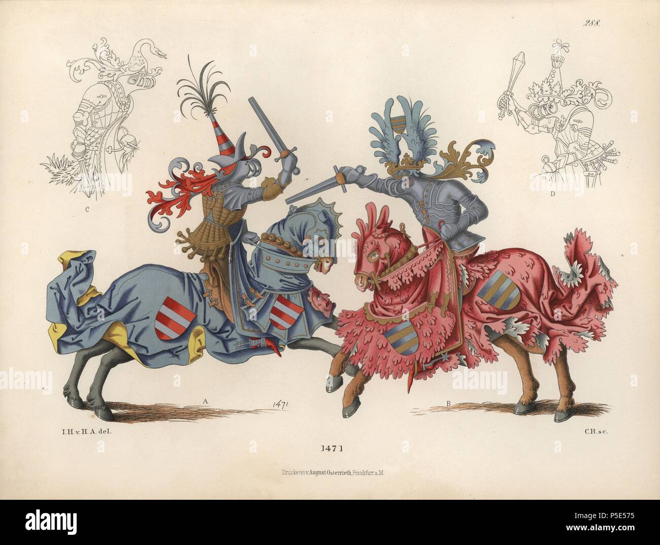 Medieval knights jousting in a tourney hires stock photography and