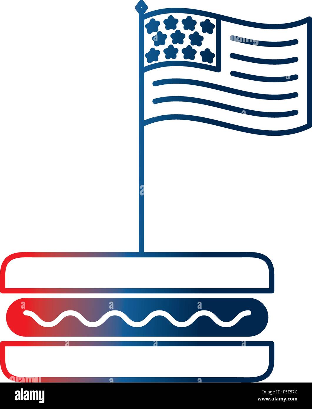 american flag in hot dog fast food vector illustration gradient design