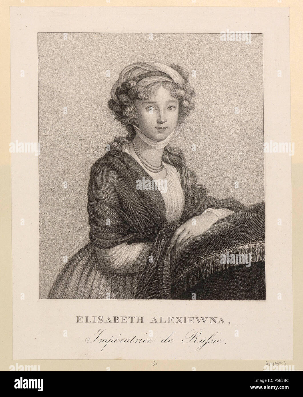 N/A. Elisabeth Alexiewna . 18-19 c.. Anonymous 505 Elizabeth Alexeevna after Vigee-Le Brun (engraving) Stock Photo