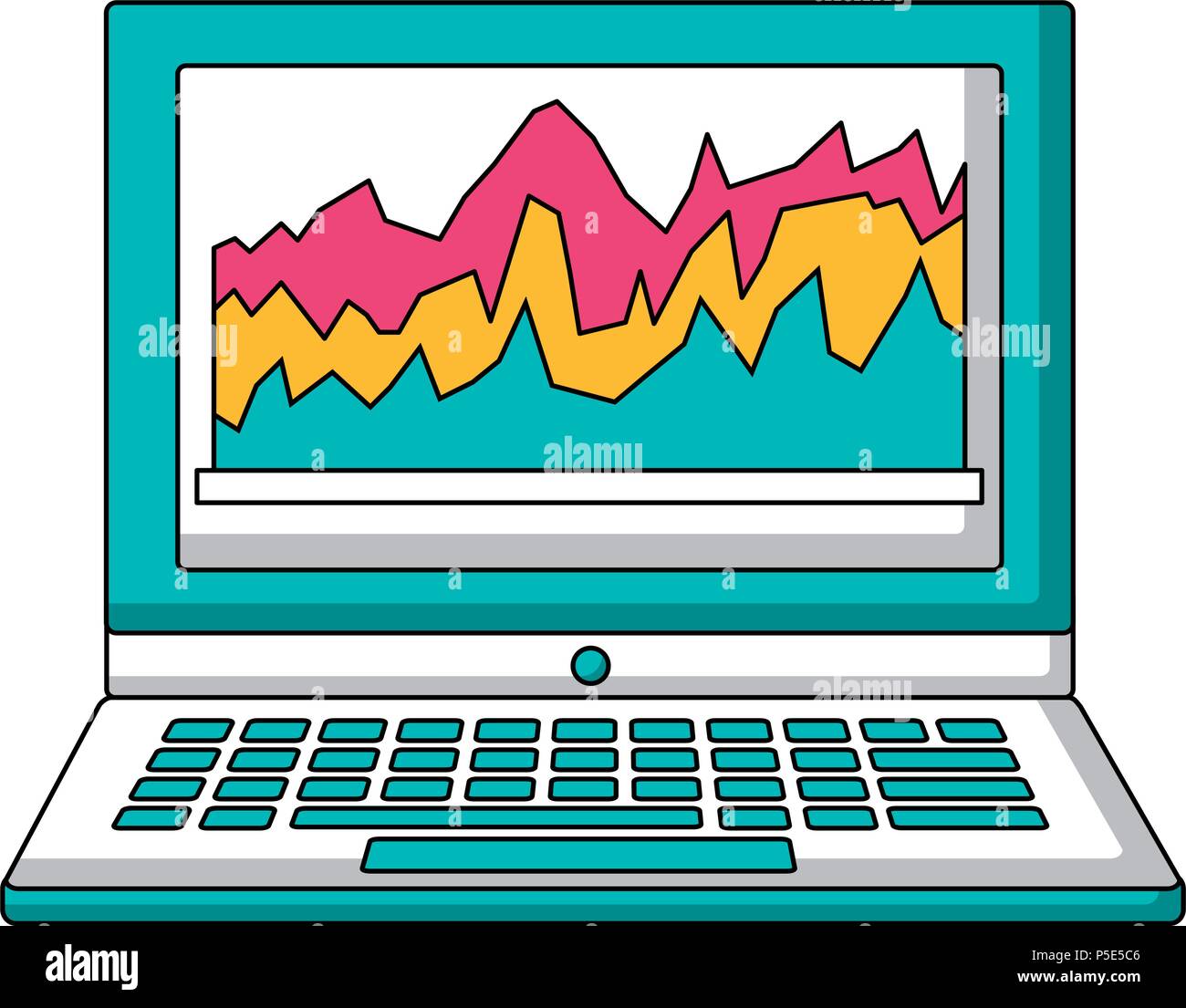 laptop diagram workflow chart digital technology vector illustration ...
