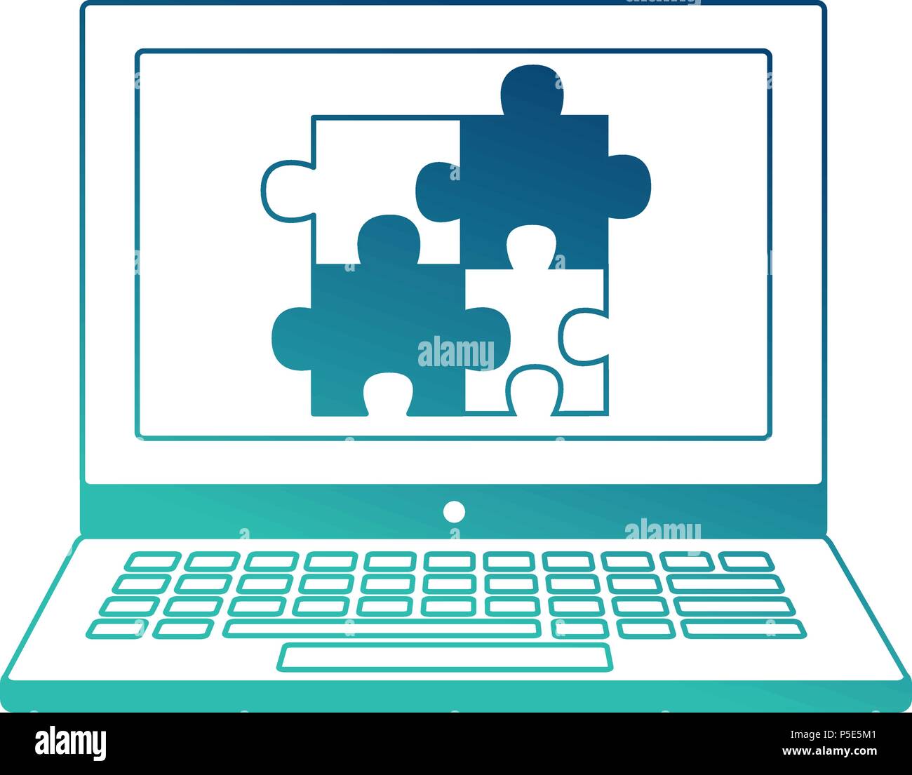laptop with jigsaw puzzle pieces vector illustration neon design Stock Vector Image & Art Alamy