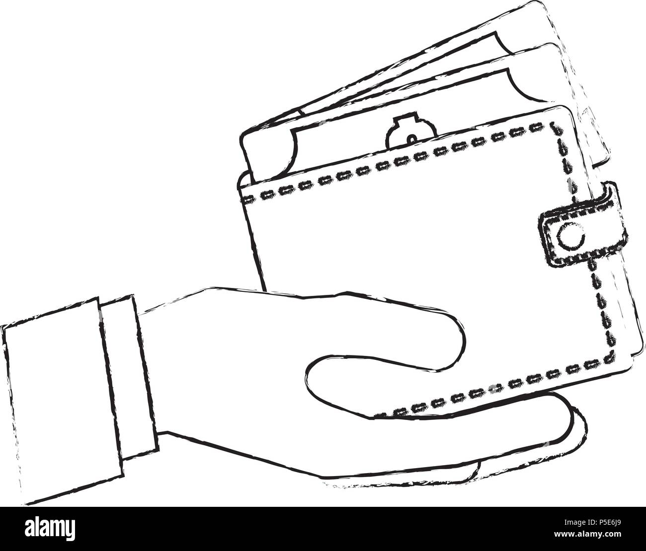 hand holding wallet money banknote vector illustration vector