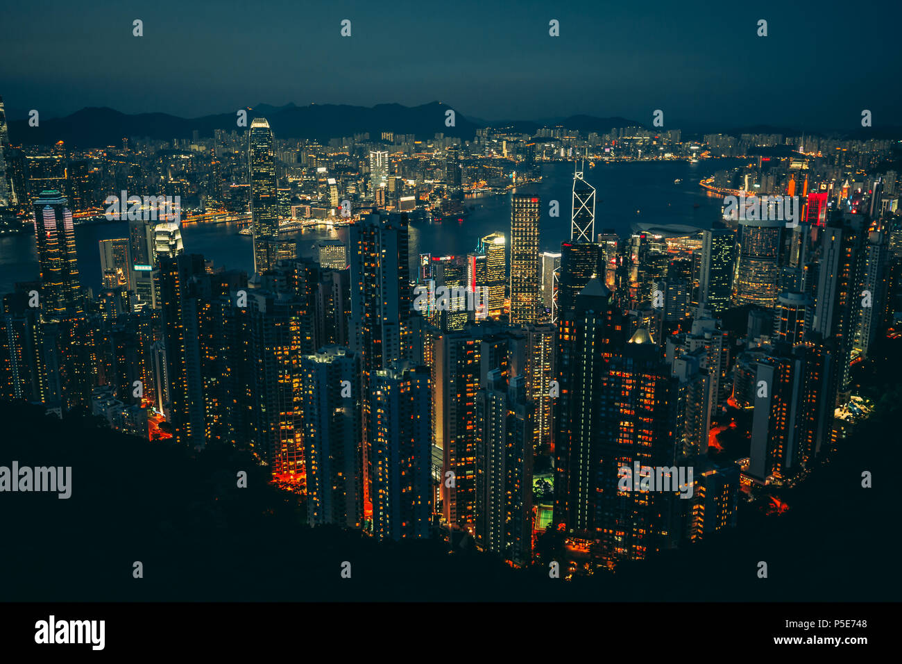 Hong Kong city skyline at night from Victoria Peak Stock Photo - Alamy