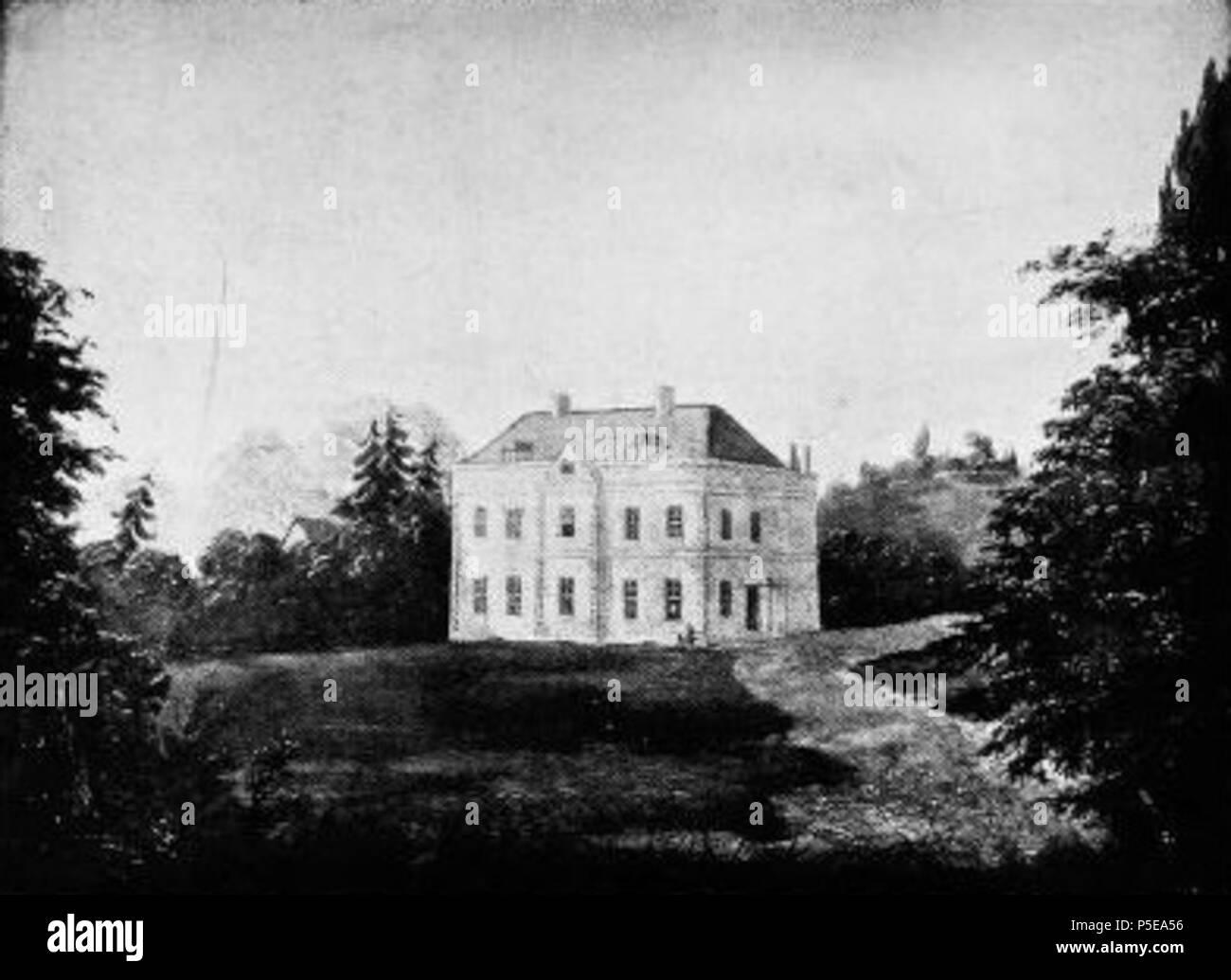 N/A. English Photograph of painting of Combsatchfield House,Silverton