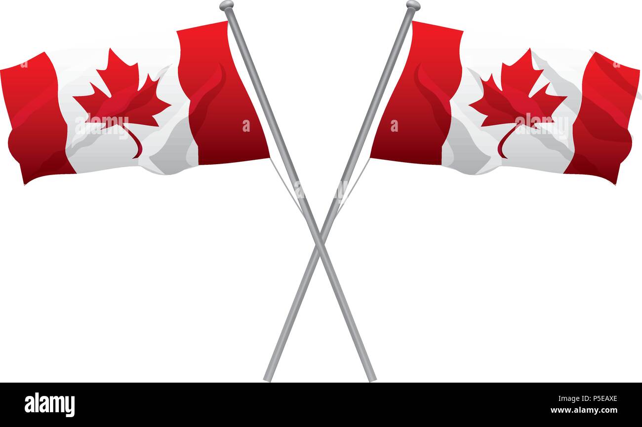 canada day celebration crossed flags symbol Stock Vector