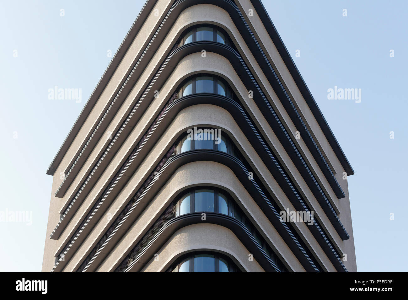 Triangular office tower, Trias high-rise, architects Schulz & Schulz, Leipzig, Saxony, Germany Stock Photo