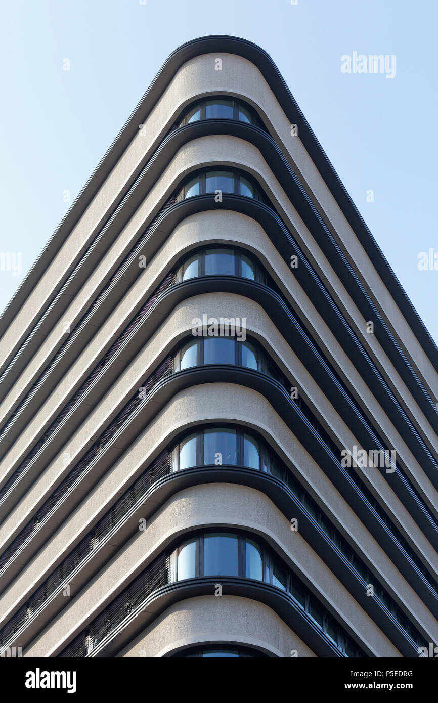 Triangular office tower, Trias high-rise, architects Schulz & Schulz, Leipzig, Saxony, Germany Stock Photo