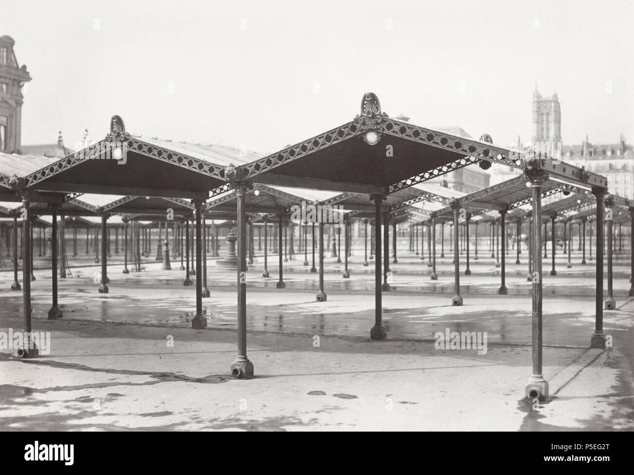 326 Charles Marville, Abris en fer et en fonte Marché aux Fleurs de la Cité, ca. 1865 Stock Photo