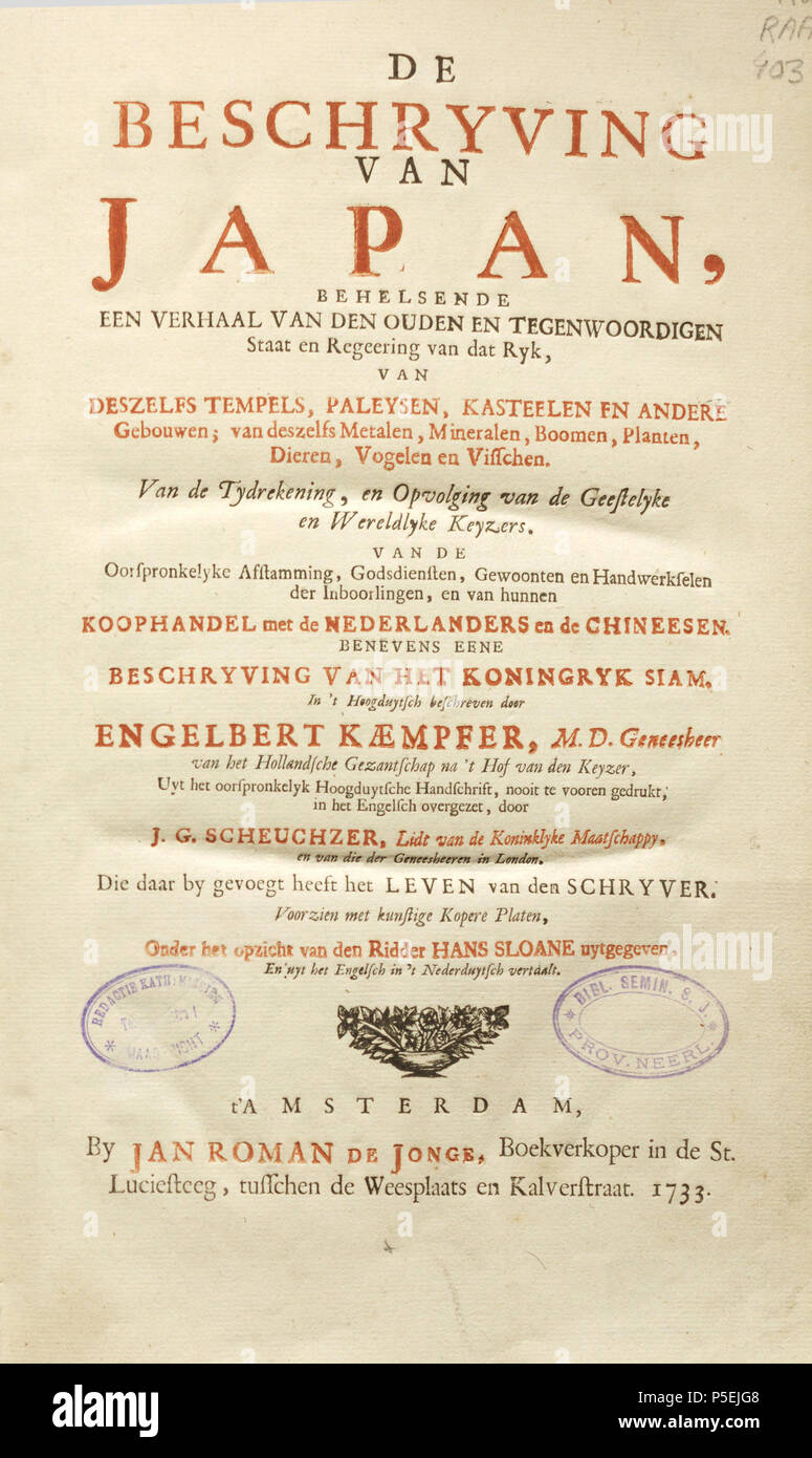 Na English From Dutch Translation Of Engelbert Kaempfer - 