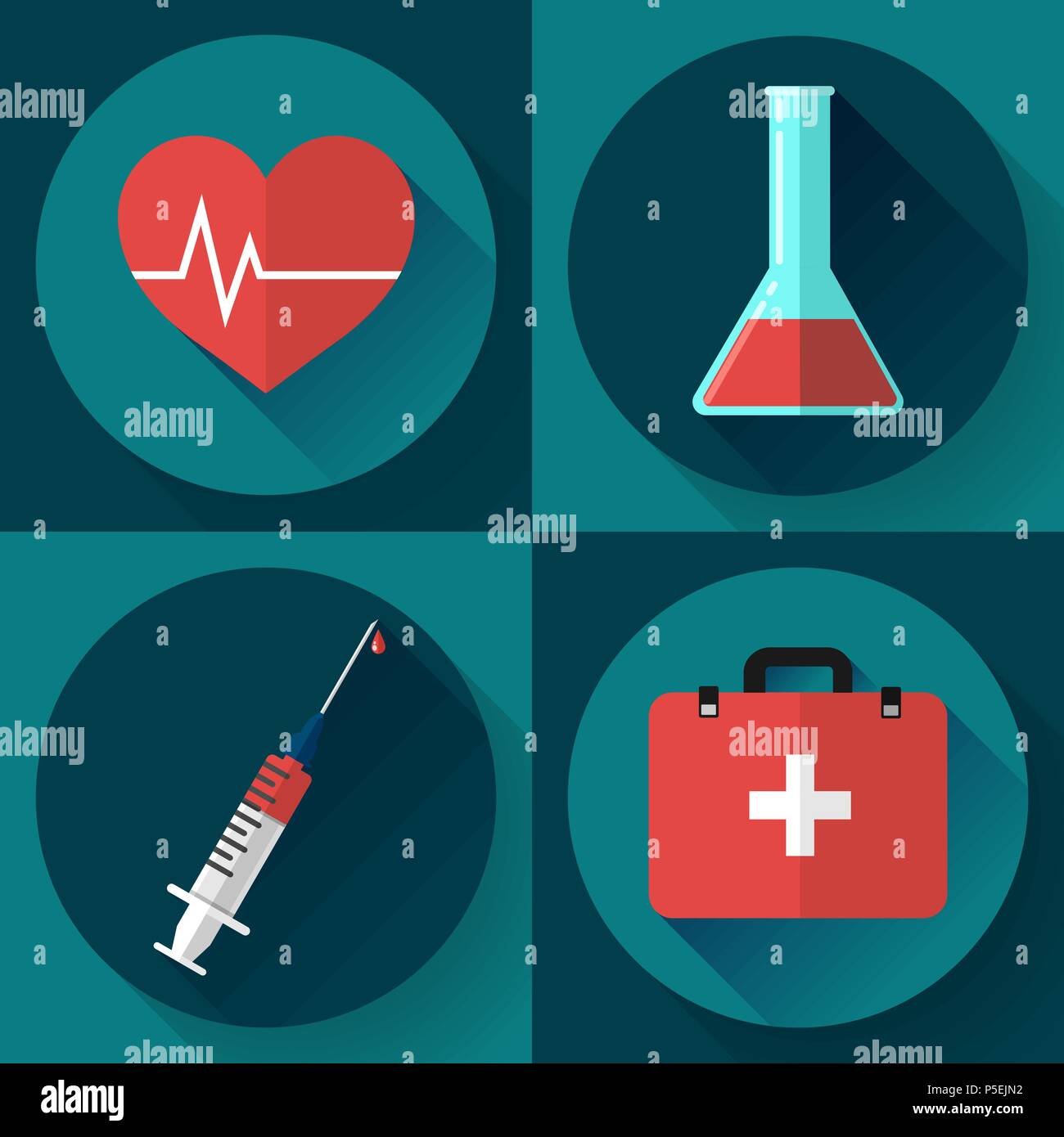 Trendy medical icons with shadow. Flat design style Stock Vector Image ...