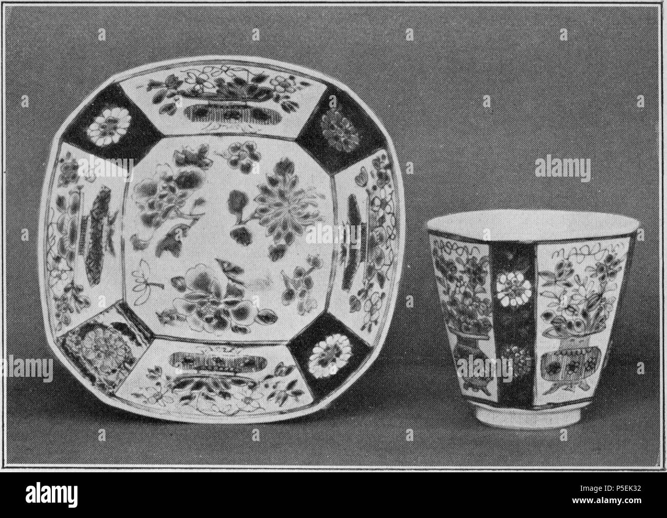 Pair of Cups and Saucers  18th century (). N/A 9 0386 pair of cups and saucers Stock Photo