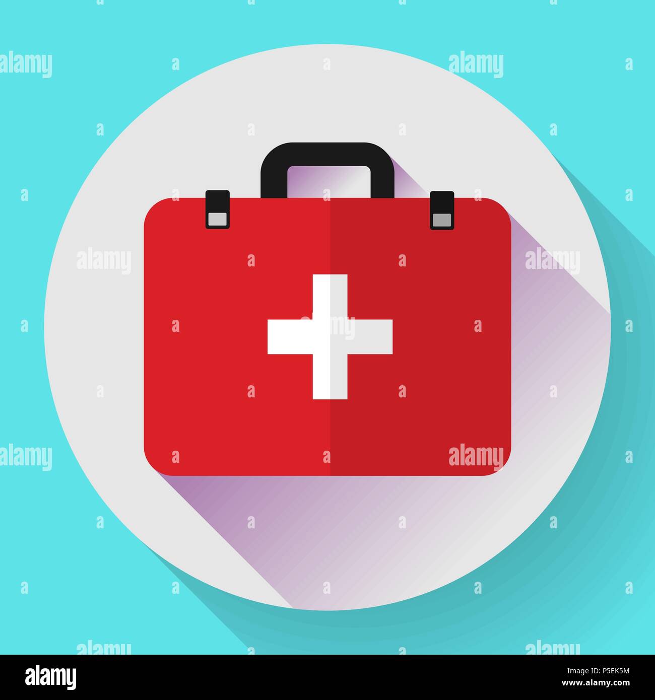 First aid case flat icon with shadow. Vector illustration. Flat design ...