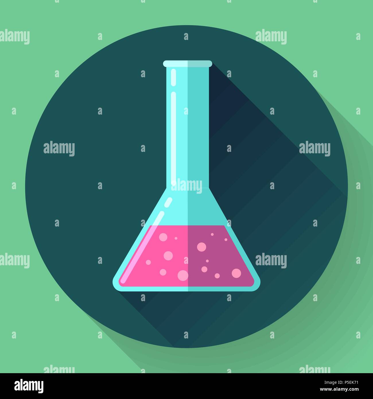 Conical Flask Icon with chemical solution. Flat design style Stock Vector Image & Art Alamy