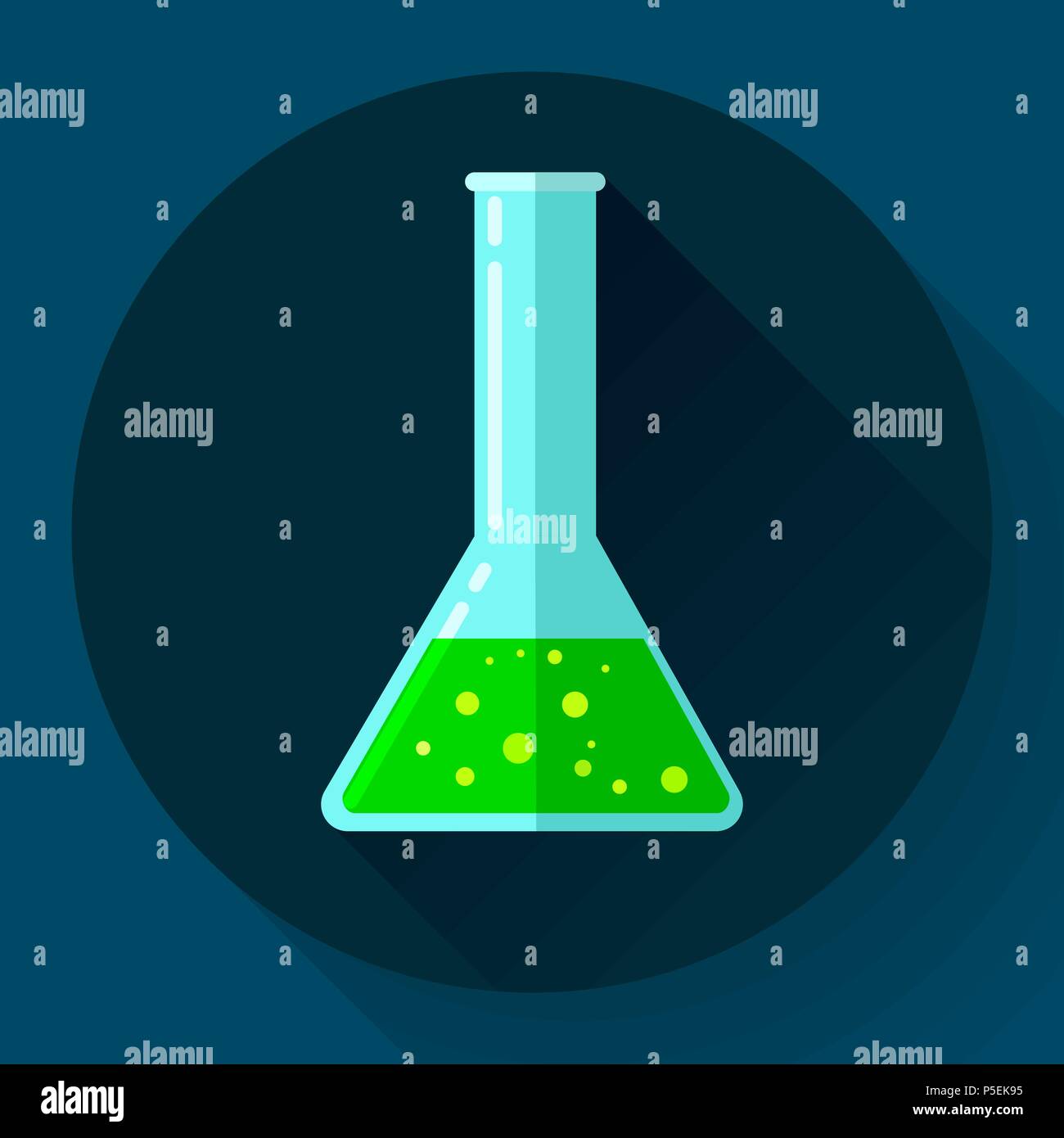 Conical Flask Icon with chemical solution. Flat design style Stock Vector Image & Art Alamy