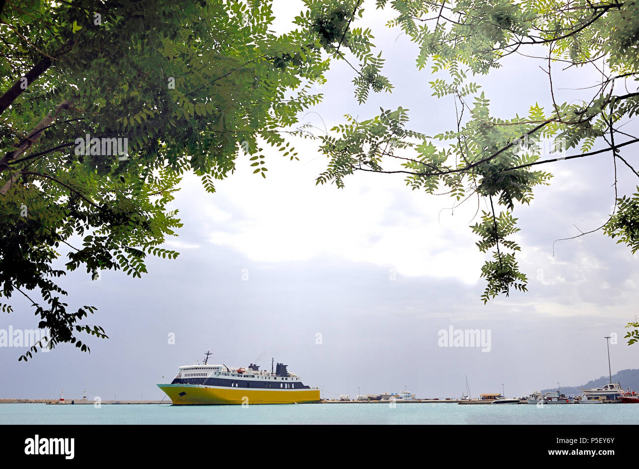 Car ferry in the harbor of Zakynthos, Greece Stock Photo Alamy