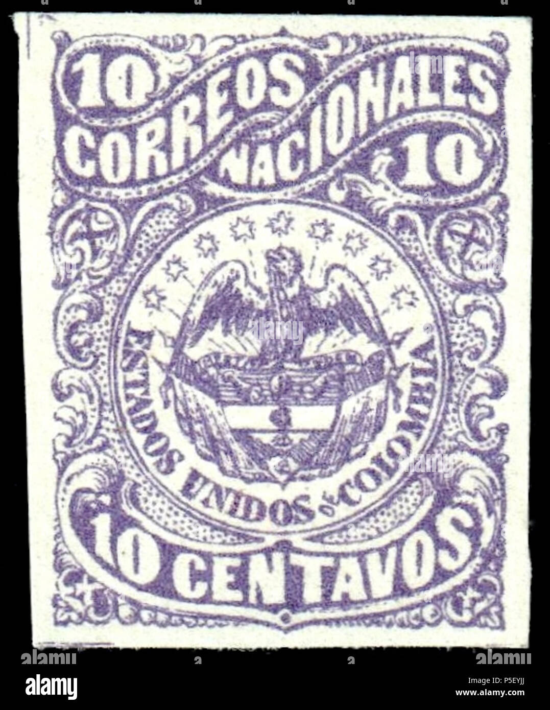 Colombia 1874 10c violet, used. Type II 