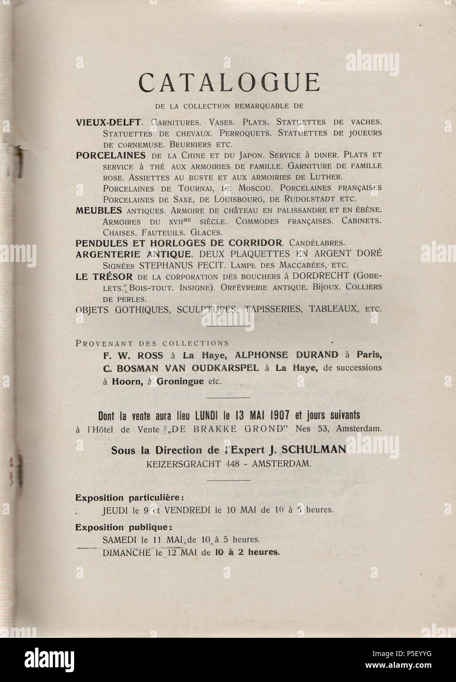 N/A. English: J. Schulman (1907) Collections. F.W. Ross, La Haye. A. Durand, Paris. Successions de Hoorn, de Groningue. Le trésor de la corporation des bouchers à Dordrecht (provenant de M.C. BOSMAN van Oudkarspel), Amsterdam: [s.n.], p. i. 1907. J. Schulman 366 Collections F.W. Ross, La Haye, A. Durand, Paris et al., p i Stock Photo