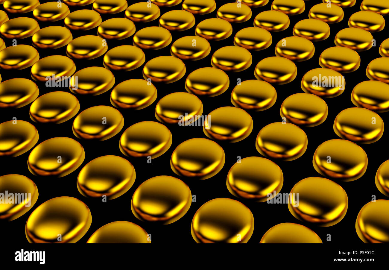 Abstract array of shinny gold polygons. 3d rendering Stock Photo