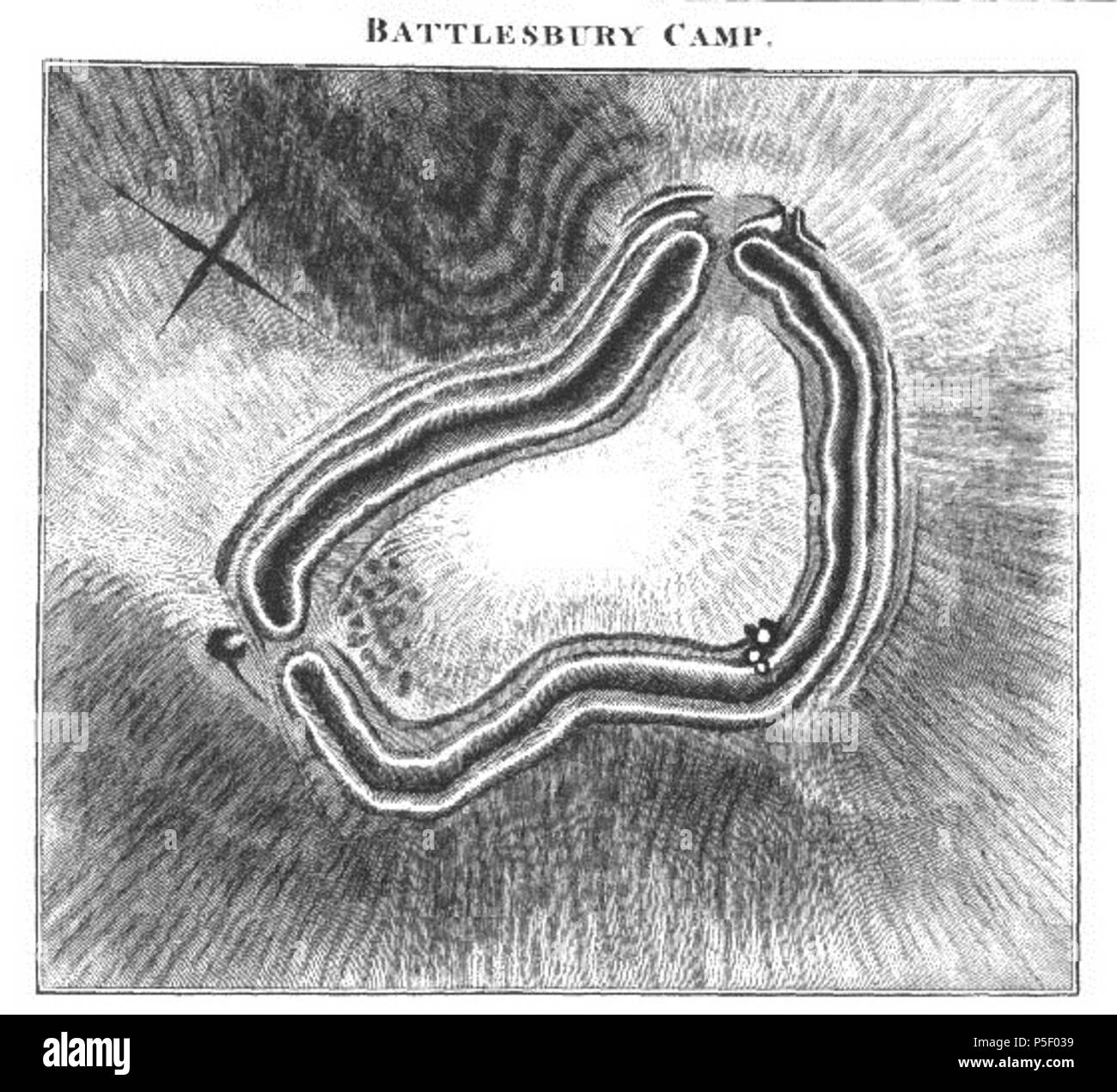 N/A. English: pencil sketch of battlesbury camp hillfort, wiltshire . 1810. Sir Richard Colt Hoare 177 Battlesbury camp sketch Stock Photo