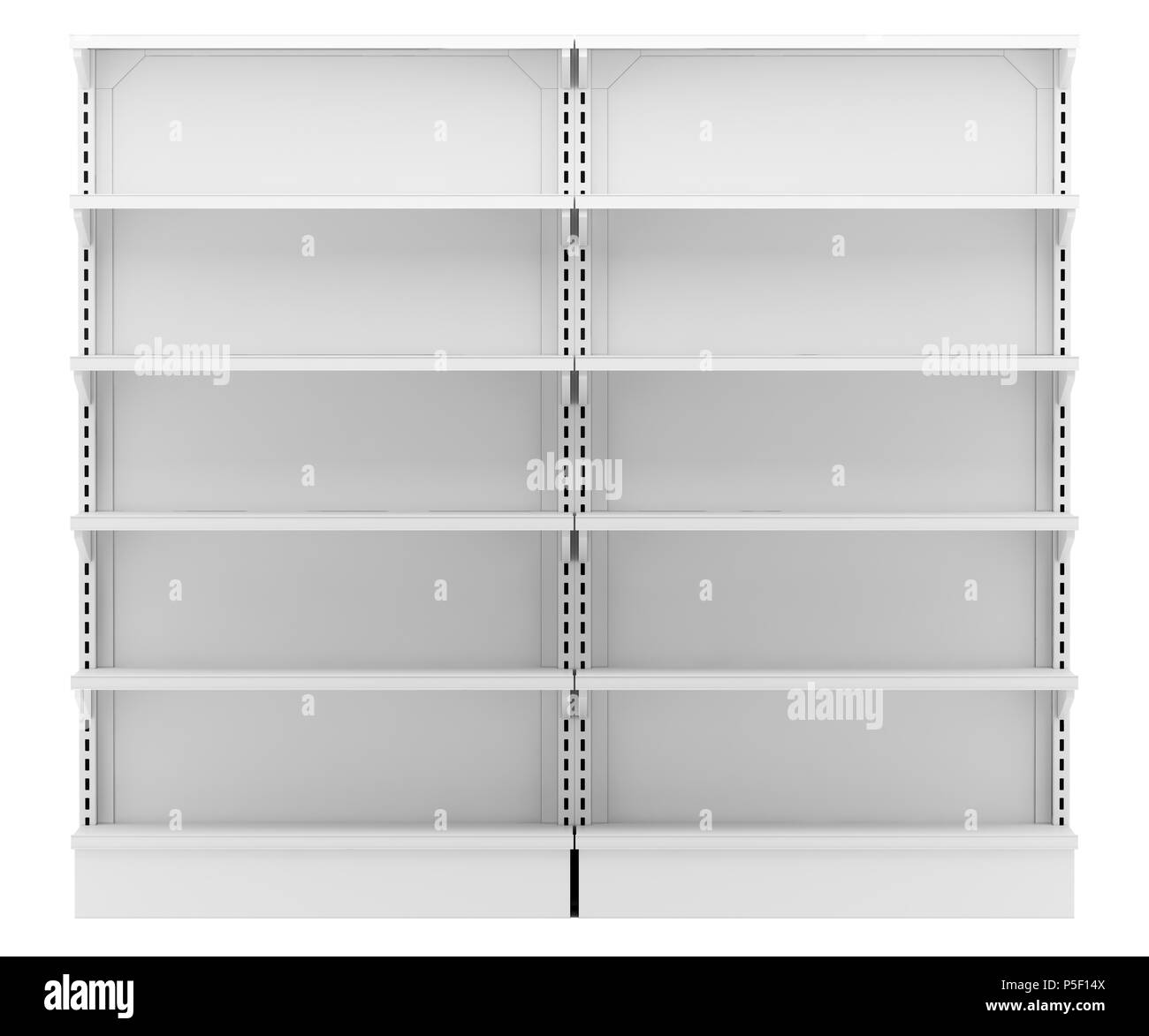 empty supermarket shelves isolated on white background. 3d illustration
