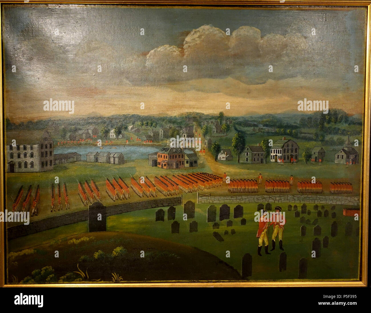 N/A. English: Exhibit in the Concord Museum, Concord, Massachusetts, USA. 30 December 2014, 13:46:59. Daderot 47 A View of the Town of Concord, attributed to Timothy Martin Minot (1757-1837), Concord, c. 1825, oil on canvas - Concord Museum - Concord, MA - DSC05700 Stock Photo