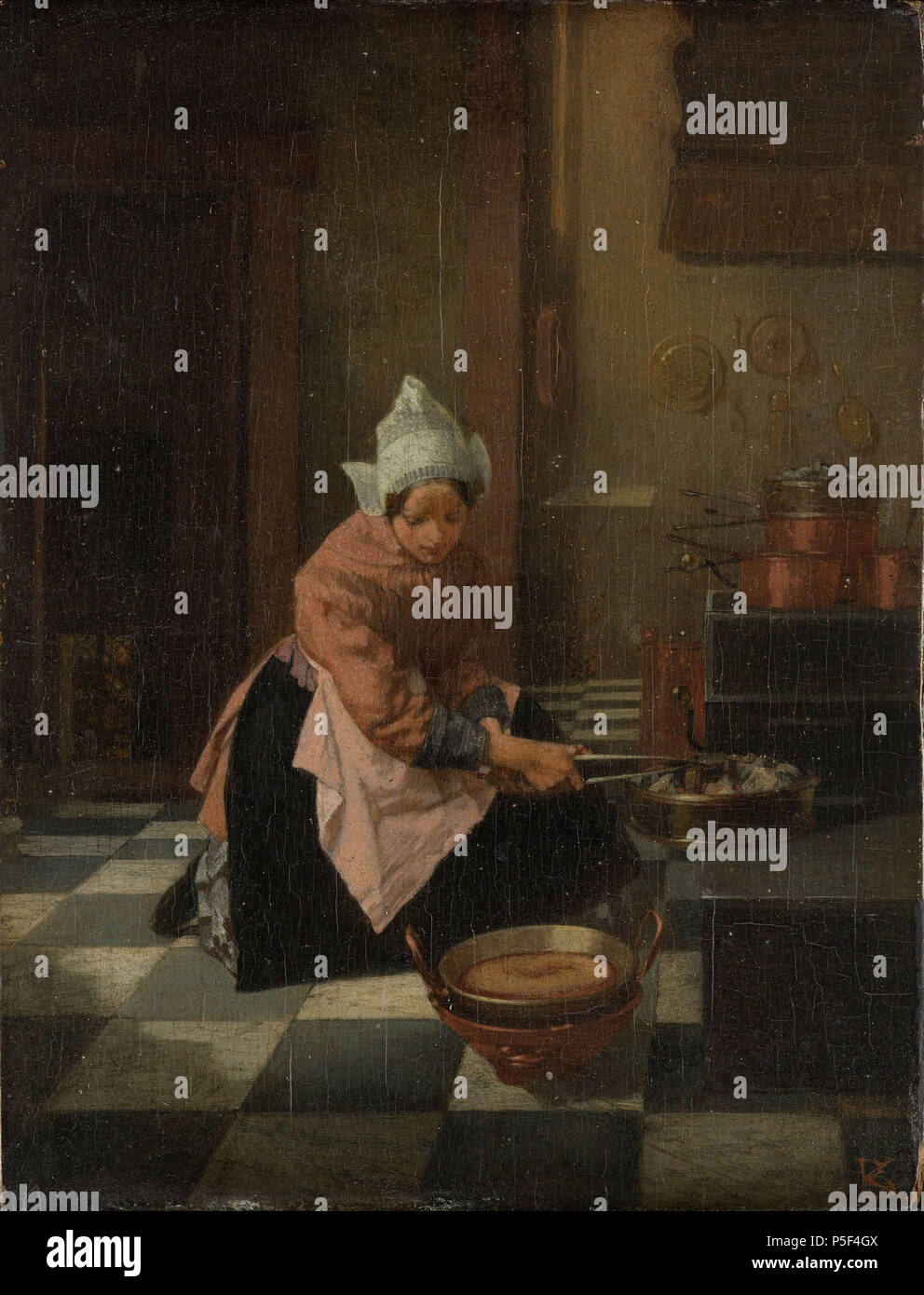 'Making Waffles'  circa 1850 - circa 1882. N/A 81 Alexander Hugo Bakker Korff - 'De wafelbakster' Stock Photo