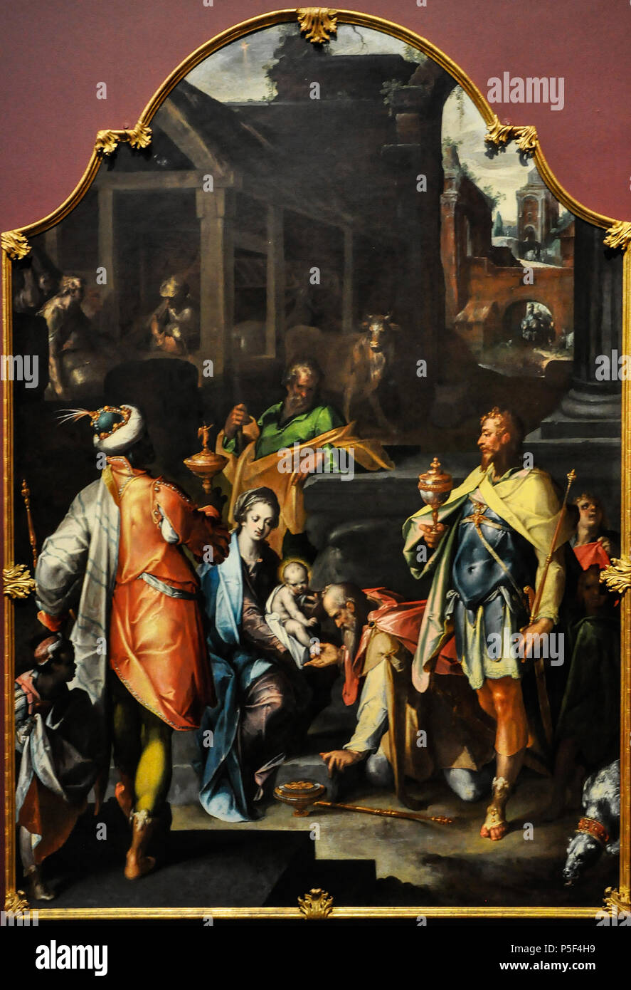 173 Bartholomeus Spranger (1546–1611) Aanbidding van de koningen - National Gallery Londen 5-3-2015 11-16-58 Stock Photo