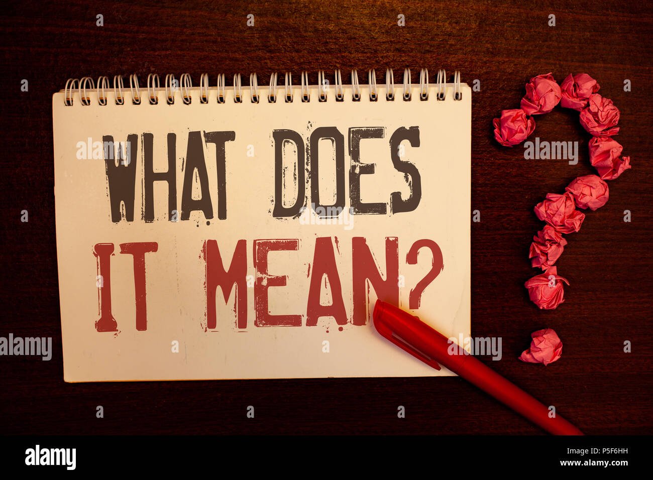 Handwriting text What Does It Mean Question. Concept meaning Confusion