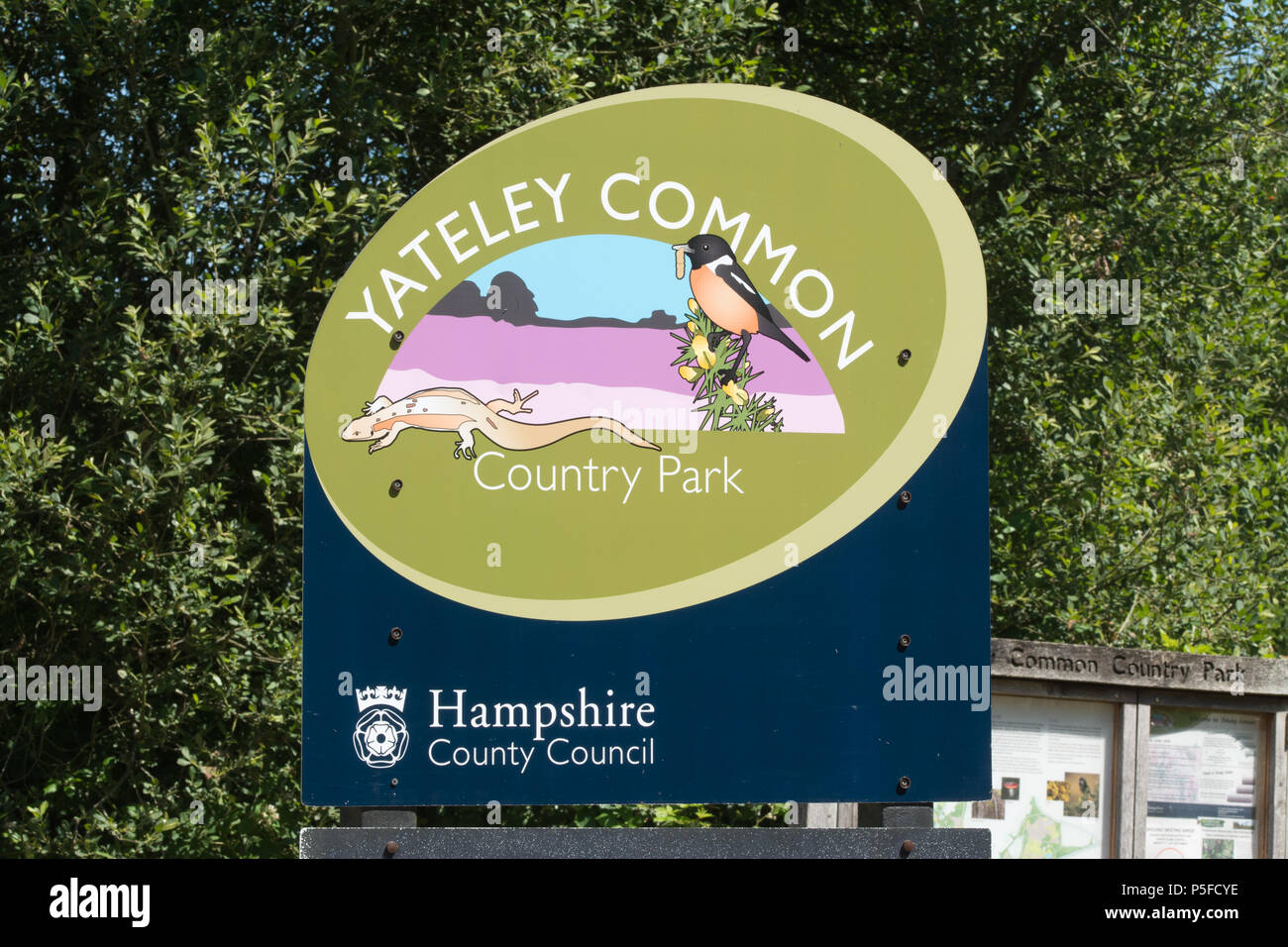 Sign board at Yateley Common Country Park in Hampshire, UK Stock Photo