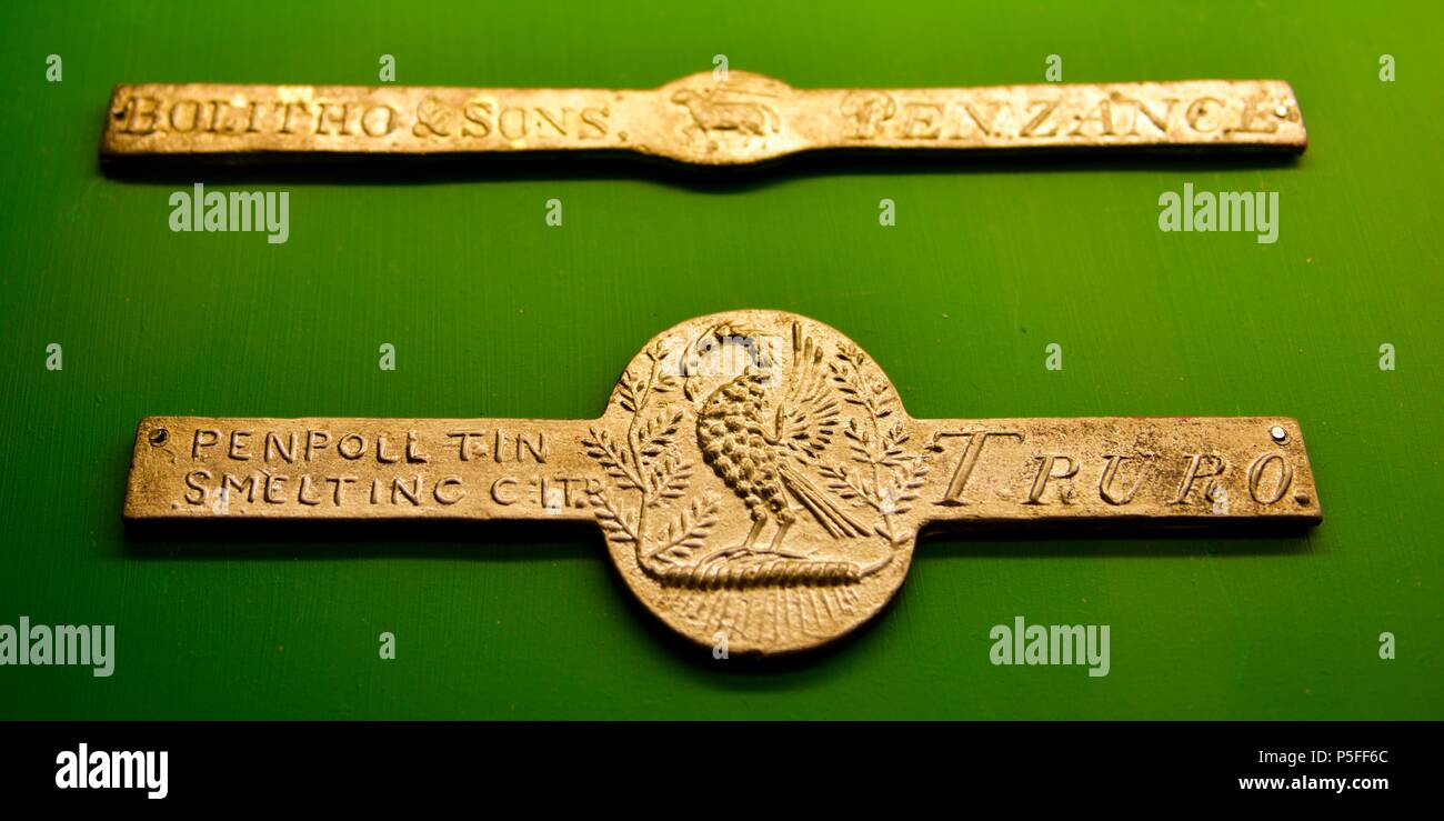 Cornish smelters house marks,Geevor tin mine museum,Pendeen,West Penwith,Cornwall,England,UK Stock Photo