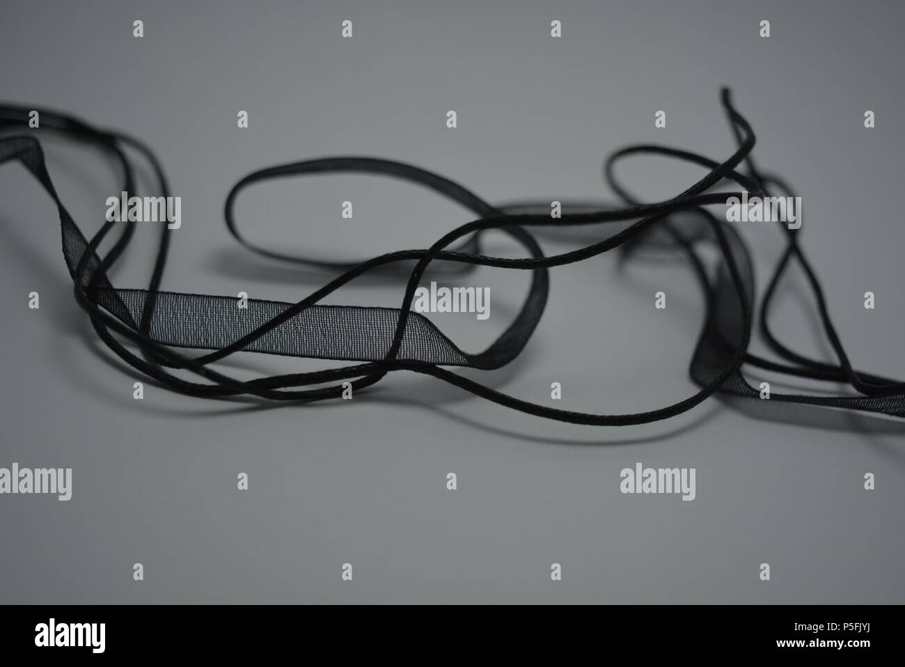 Beautiful small black long ropes, transparent black ribbon beautifully ...