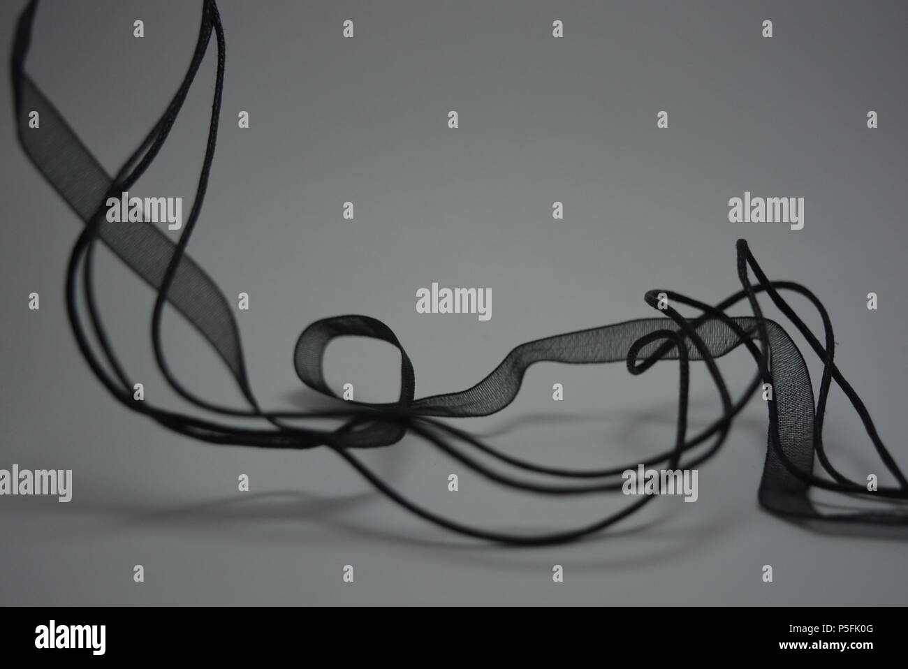 Beautiful small black long ropes, transparent black ribbon beautifully ...