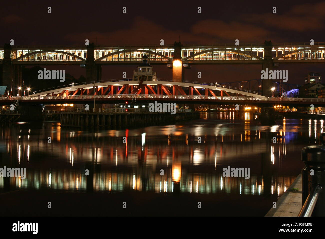 High Level and Swing Bridges in Newcastle upon Tyne Stock Photo