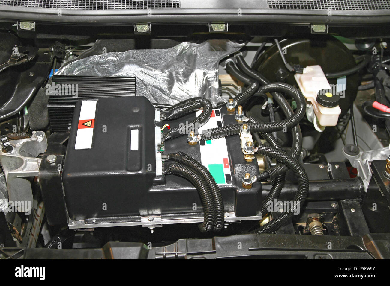 Under the Hood of Electric Car Electronics Stock Photo Alamy