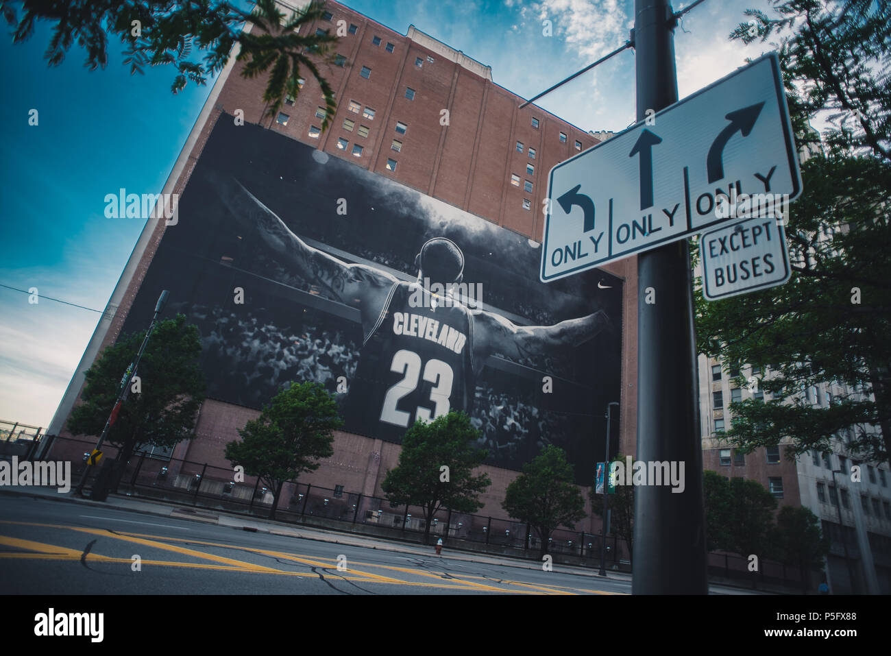 LeBron James Banner Cleveland Ohio Stock Photo - Alamy