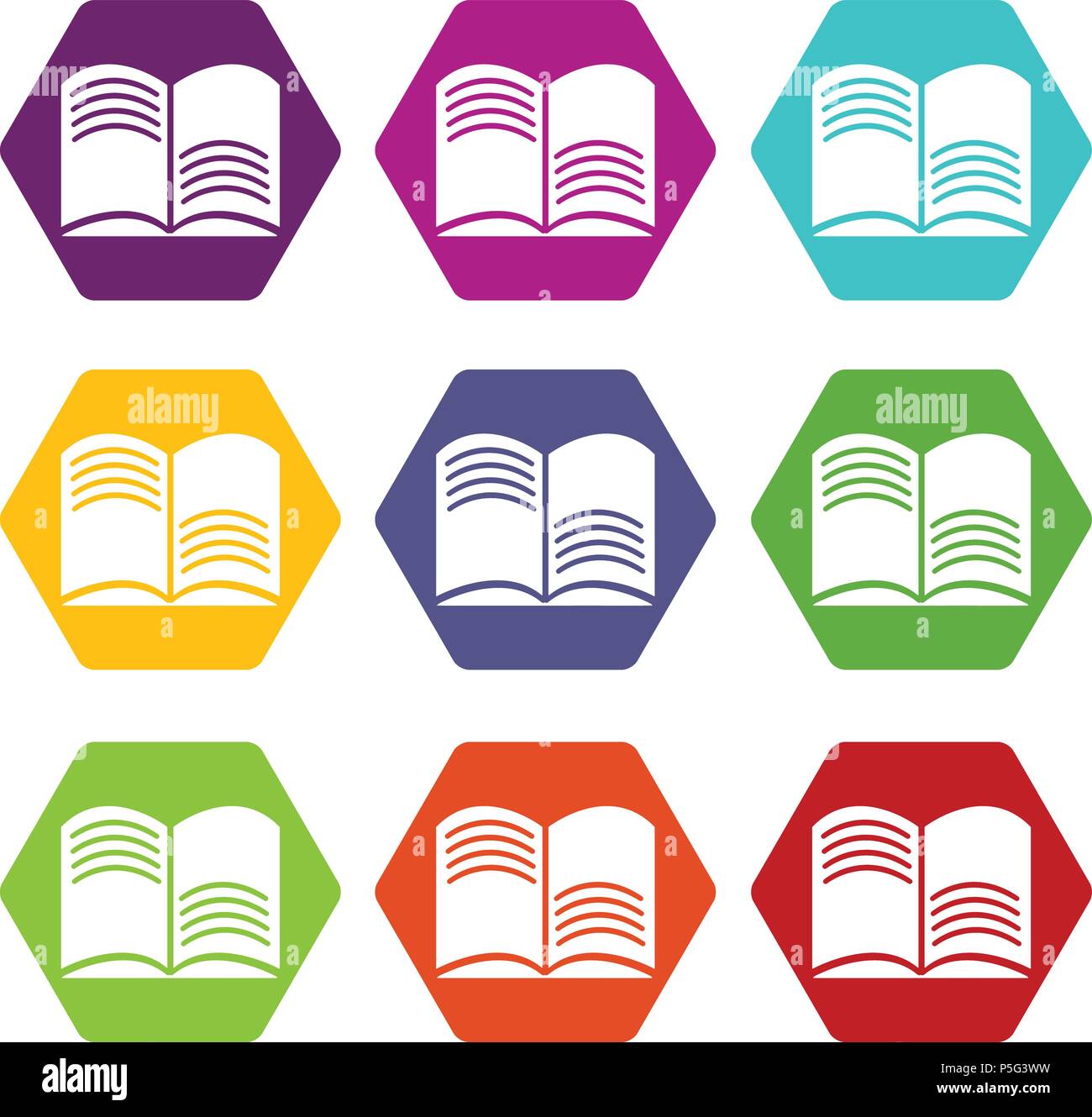 Old open magic book icons set 9 vector Stock Vector