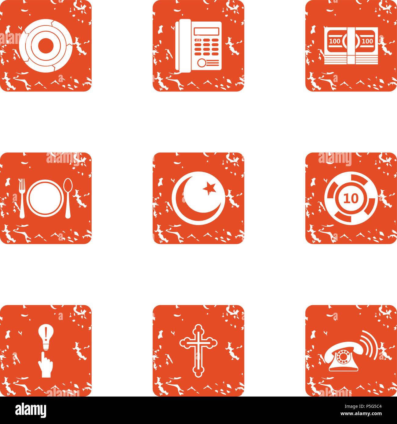 Auto dial icons set, grunge style Stock Vector