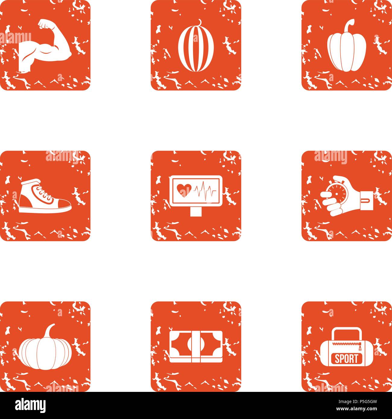 Hobby icons set, grunge style Stock Vector