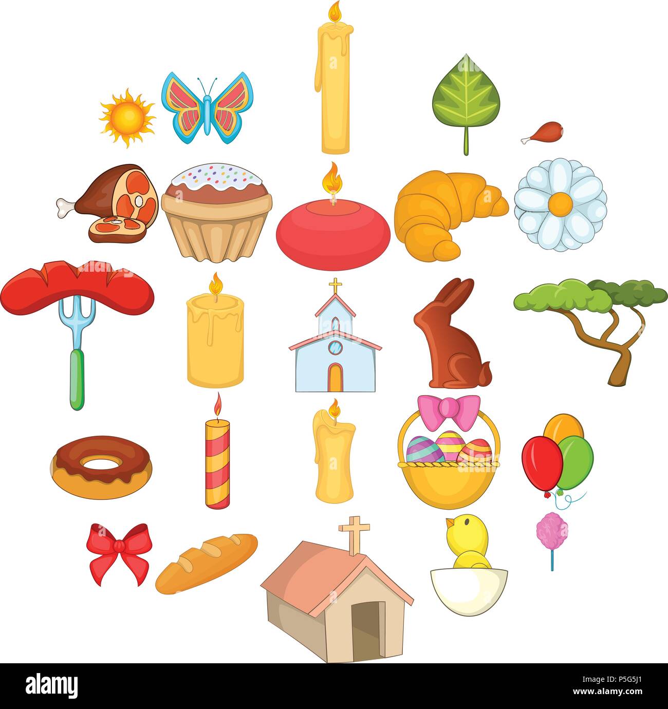 Paschal icons set, cartoon style Stock Vector Image & Art - Alamy