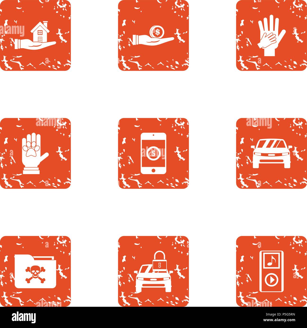 Foreman icons set, grunge style Stock Vector