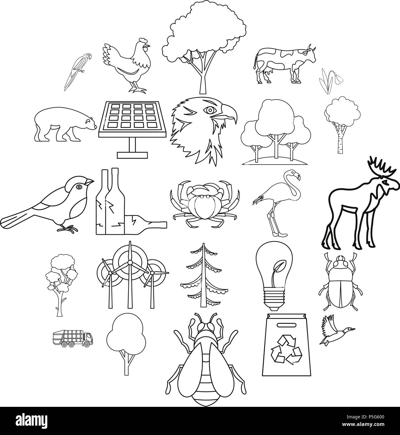 Forest icons set, outline style Stock Vector Image & Art - Alamy