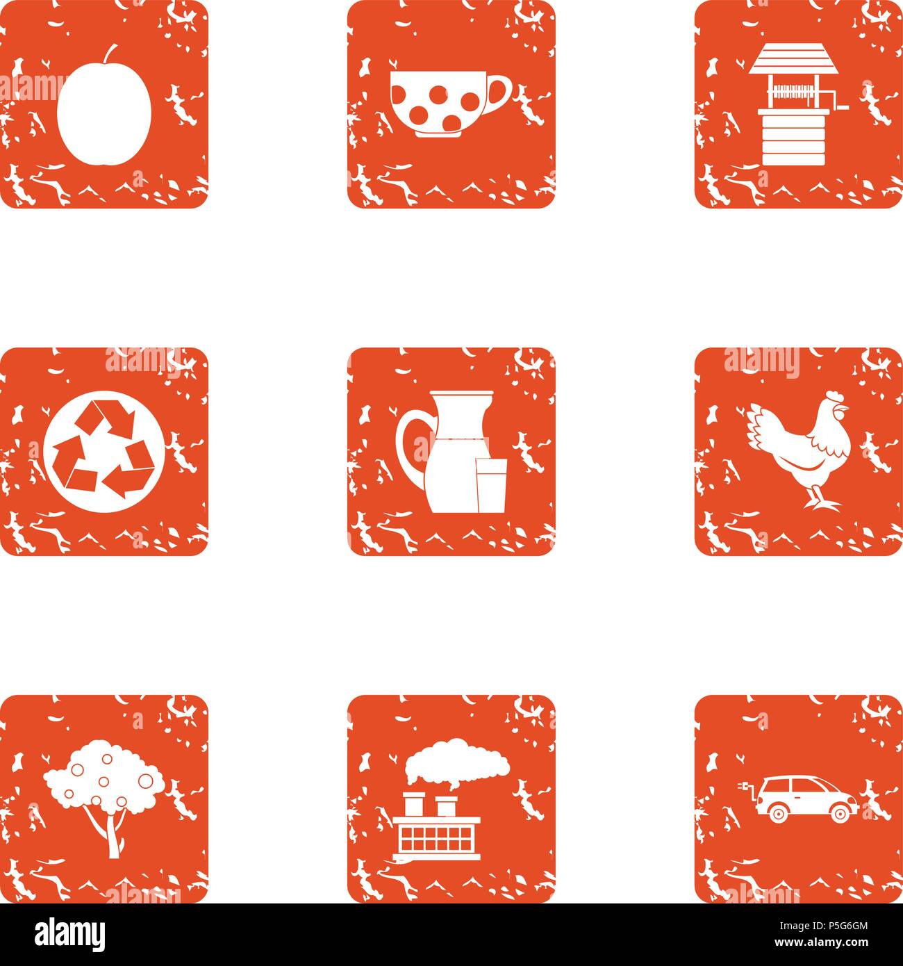 Handling icons set, grunge style Stock Vector