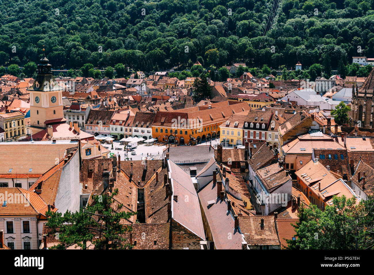 BRASOV, ROMANIA JULY 05, 2017 In Brasov Council Square (Piata