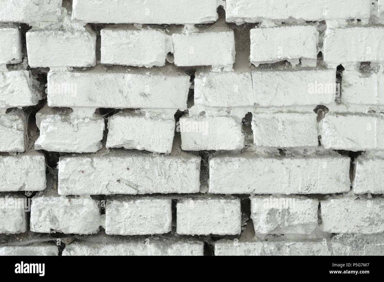 White Brick Wall Texture. White Background. Old Masonry Brickwork Painted on White Stock Photo