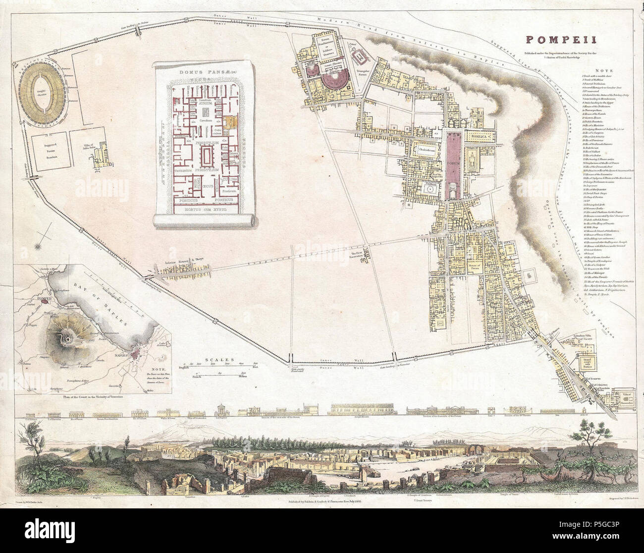 1832 S.D.U.K. City Plan or Map of Pompeii, Italy - Geographicus - Pompeii-SDUK-1832. Stock Photo