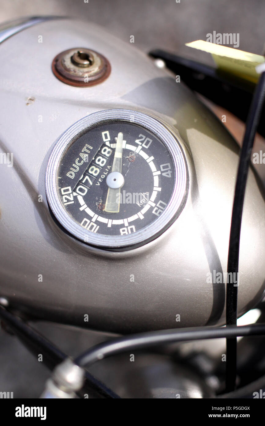 Vintage Ducati Motorcycle Speedometer Stock Photo