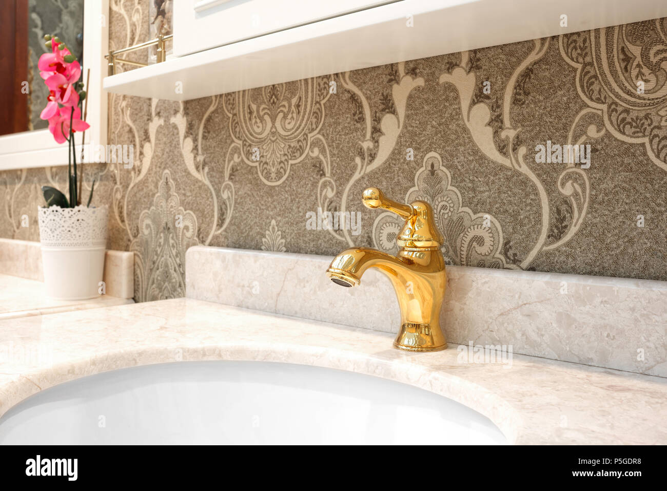 https://c8.alamy.com/comp/P5GDR8/bathroom-luxury-classic-interior-with-white-sink-and-classic-retro-style-golden-faucet-P5GDR8.jpg