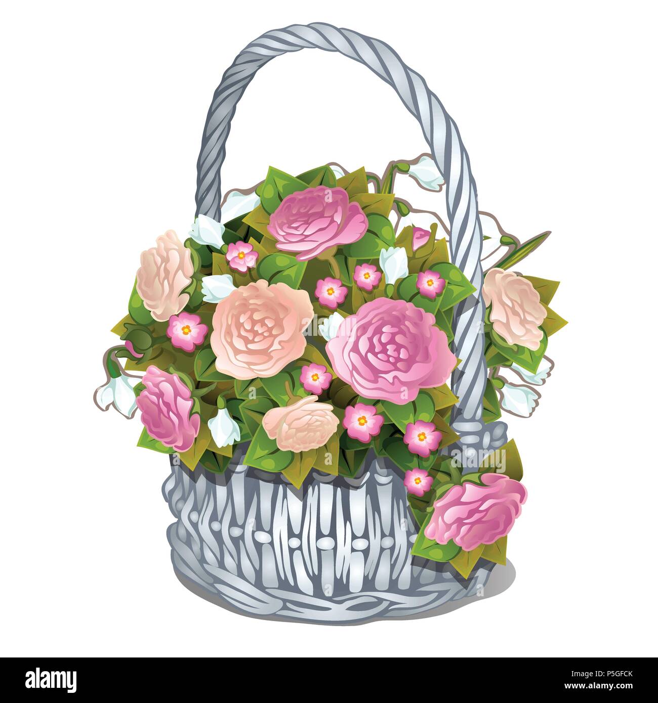 Корзина с цветами рисунок